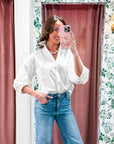 Chalet Button Down Top-White