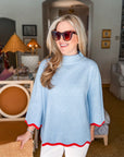 Go With the Flow Knit Top-Soft Blue/Orange Red