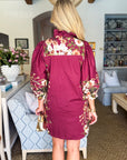 Crimson Petal Mini Dress-Burgundy