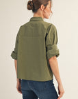 Midtown Chic Button Down Top-Olive