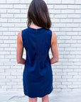 Light of Life Embroidered Dress-Navy