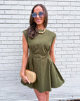 Sweet Afternoons Mini Dress-Olive