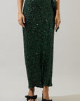 Special in Sequins Wrap Maxi Skirt-Emerald
