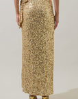 Special in Sequins Wrap Maxi Skirt-Gold