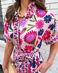 Garden Grace Tie Waist Midi Dress-Pink