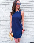 Light of Life Embroidered Dress-Navy