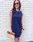 Light of Life Embroidered Dress-Navy