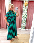 The Iconic Stripe Midi Dress-Navy