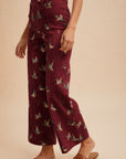 Mallard Meadow Wide Leg Crop Jeans-Burgundy