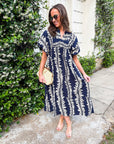 Sunkissed Glow Midi Dress- Navy/Cream