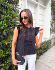 Blissful Wind Button Down Top-Black