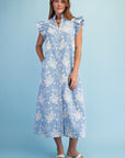 Willow Bloom Gingham Midi Dress-Blue