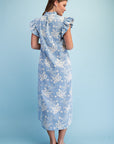 Willow Bloom Gingham Midi Dress-Blue