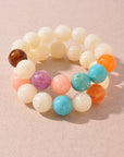 Serene Stones Bracelet Set-Ivory Multi