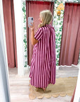 The Iconic Stripe Midi Dress-Plum