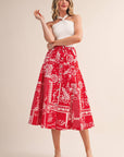 Rope Me In Midi Skirt-Red