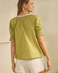 Sun-Chasing Poplin Top-Basil