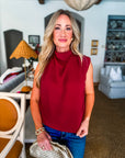 Polished Affair Top-Burgundy