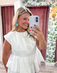 Sunday Melody Peplum Top-Off White