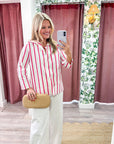 Everly Stripe Top-Pink