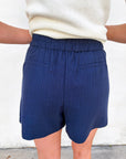 The Atelier Pintuck Short-Navy