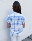 Sunset Picnic Button Down Top-Blue
