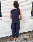 Abroad Adventure Textured Pant Set-Onyx Indigo