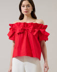 Great Night Off Shoulder Top-Red