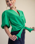 Dahlia Puff Sleeve Top-Green
