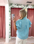 Sweetheart Puff Sleeve Top-Aqua