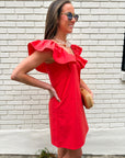 Flirt Alert Mini Dress- Red
