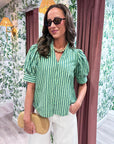 Sweetheart Puff Sleeve Top-Green