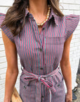 Vera Ruffle Button Down Mini Dress