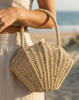 Straw Shell Braided Handle Bag
