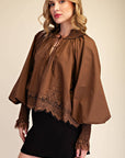 Rosamund Puff Sleeve Top-Brown
