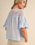 Sheer Romance Bubble Top-Sky Blue
