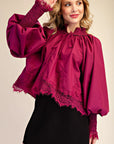 Rosamund Puff Sleeve Top-Plum