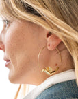 Wren Bird Hoop Earrings
