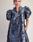 Luminous Bloom Mini Dress-Blue