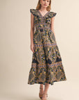 PREORDER: Sweet Spell Floral Midi Dress-Navy