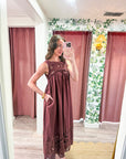Desert Breeze Lace Maxi Dress-Chocolate
