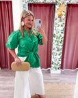 Dahlia Puff Sleeve Top-Green