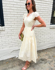 Easy Like Sunday Embroidered Midi Dress-Ivory