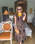PREORDER: Sweet Spell Floral Midi Dress-Navy