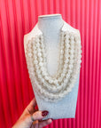 Chunky Beaded Necklace-White