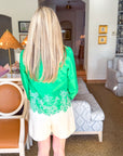 Threaded Bloom Long Sleeve Top-Spring Green