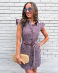 Vera Ruffle Button Down Mini Dress