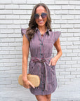 Vera Ruffle Button Down Mini Dress