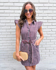 Vera Ruffle Button Down Mini Dress