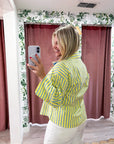 Isabella Stripe Collared Top-Yellow